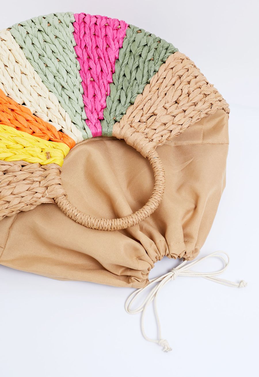 Rainbow Semi-Circle Woven Handbag