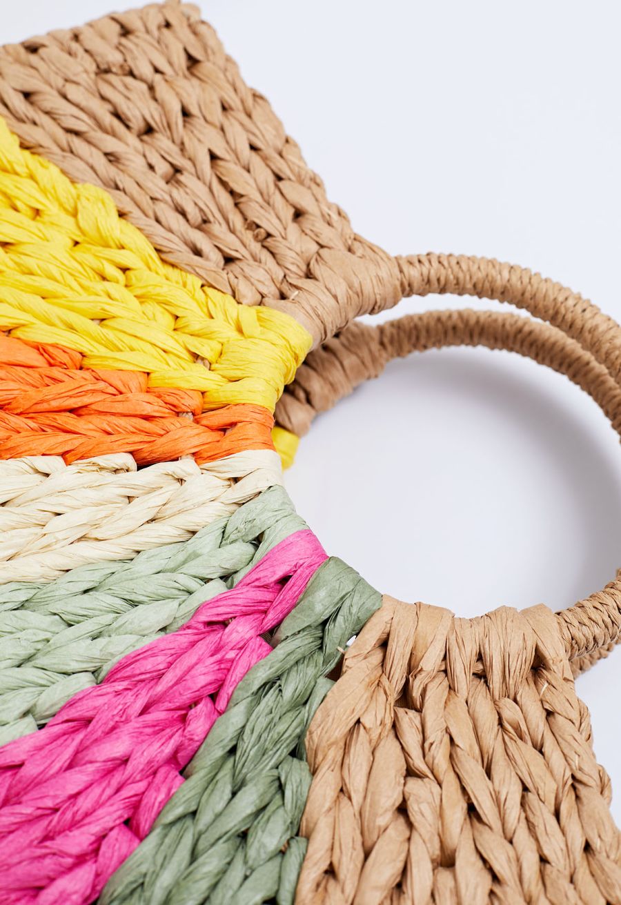 Rainbow Semi-Circle Woven Handbag