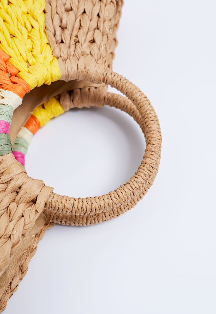 Rainbow Semi-Circle Woven Handbag