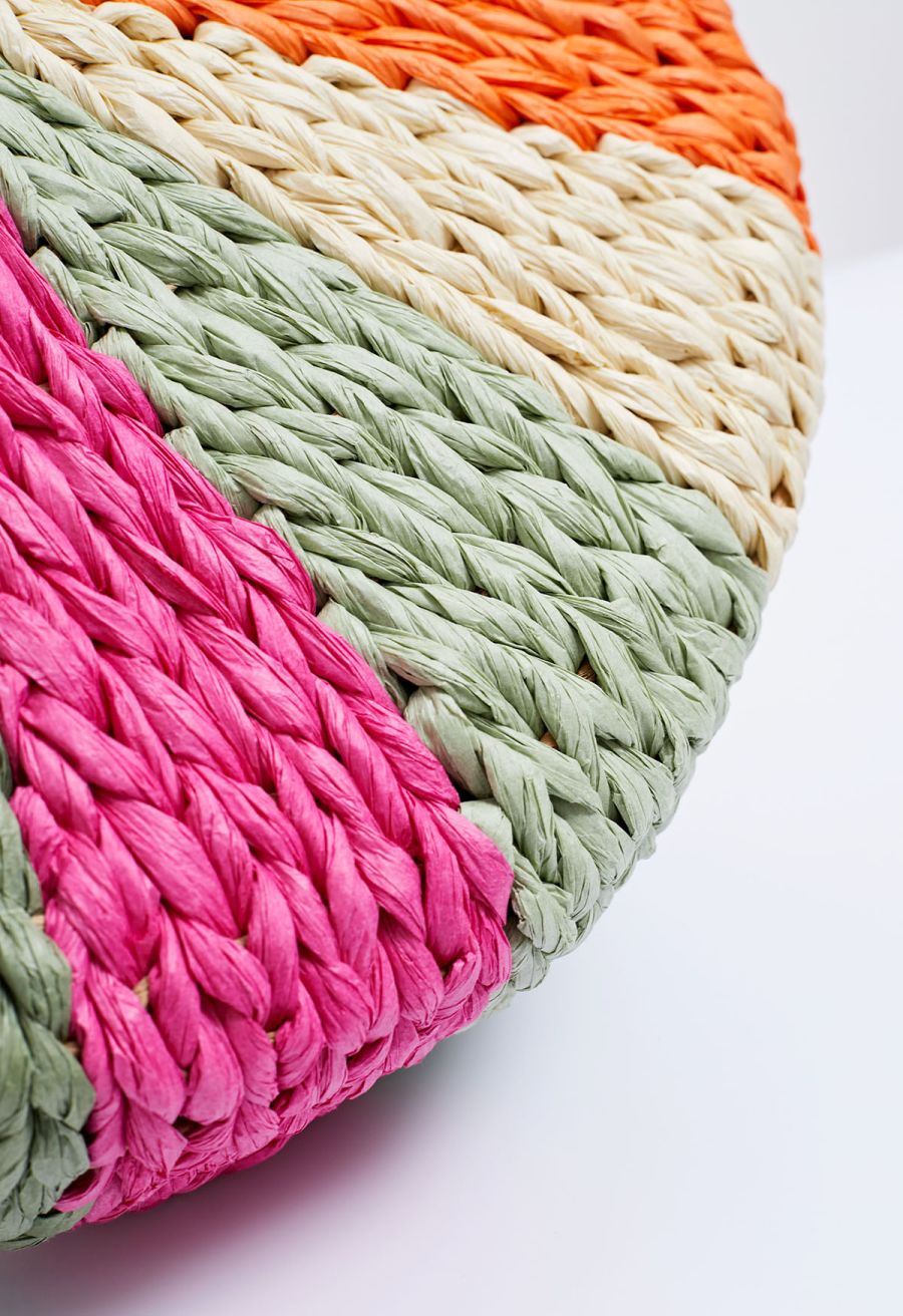 Rainbow Semi-Circle Woven Handbag