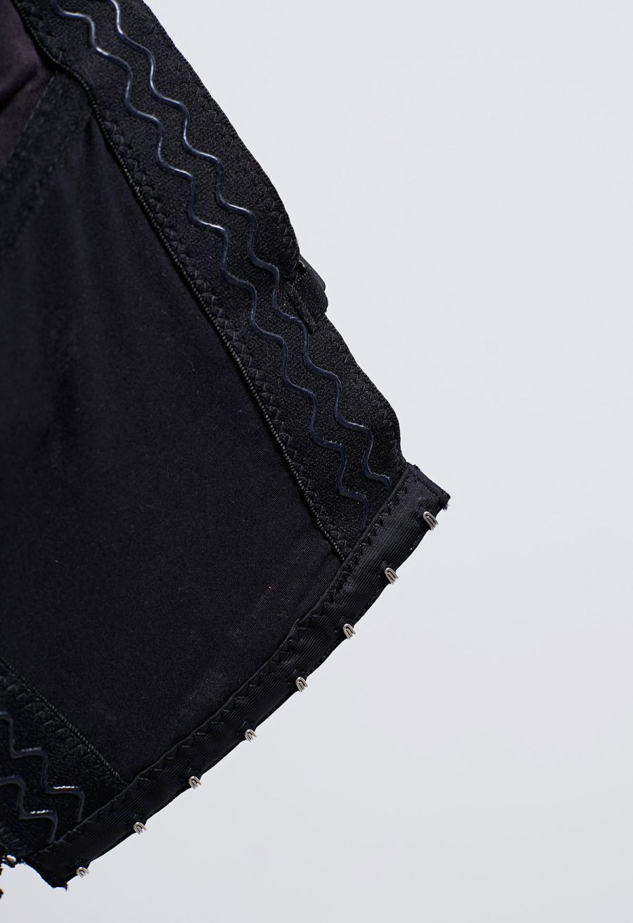 Floral Cutwork Lace Bustier Crop Top in Black