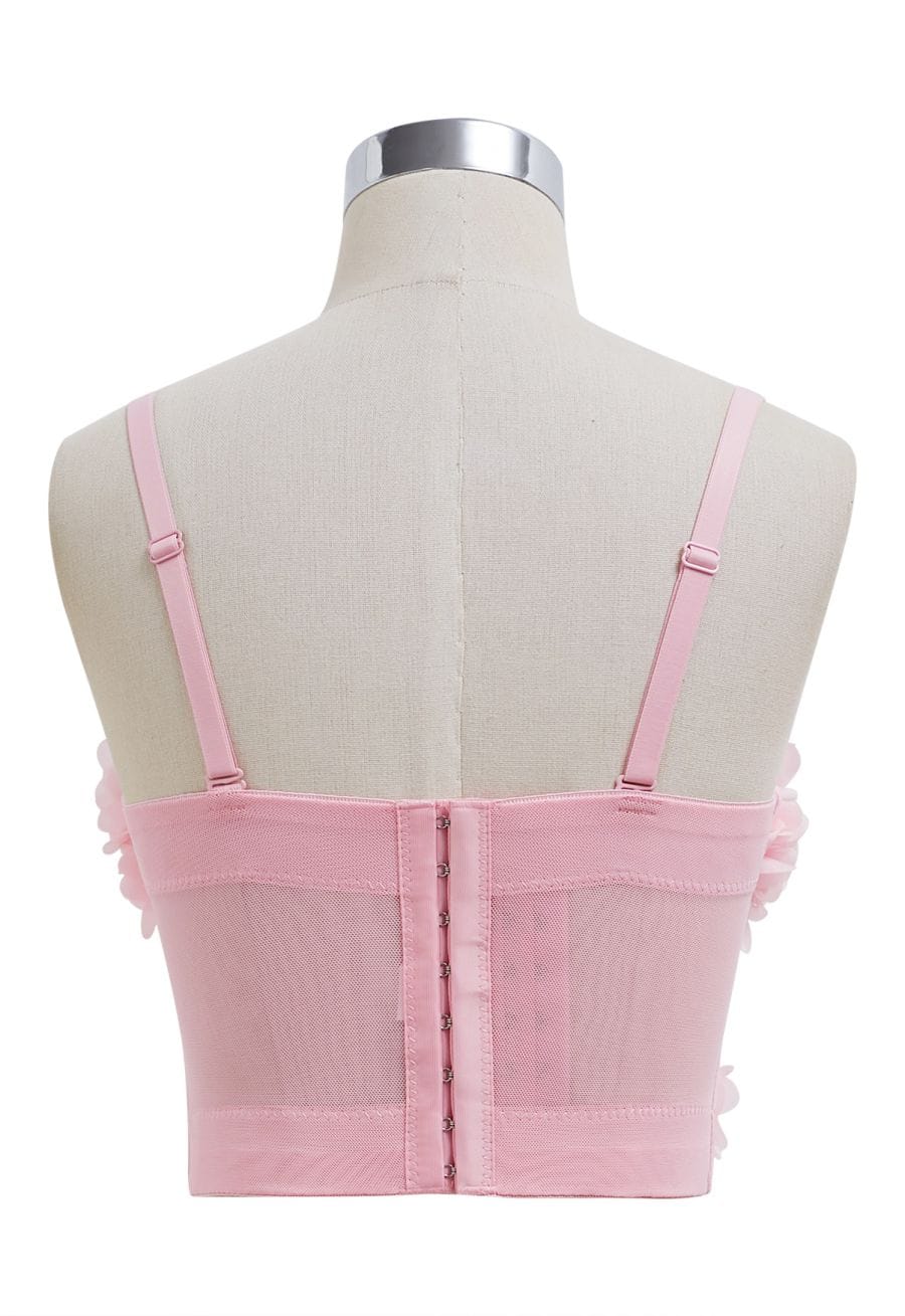 Pearly Petal Bustier Crop Top in Pink