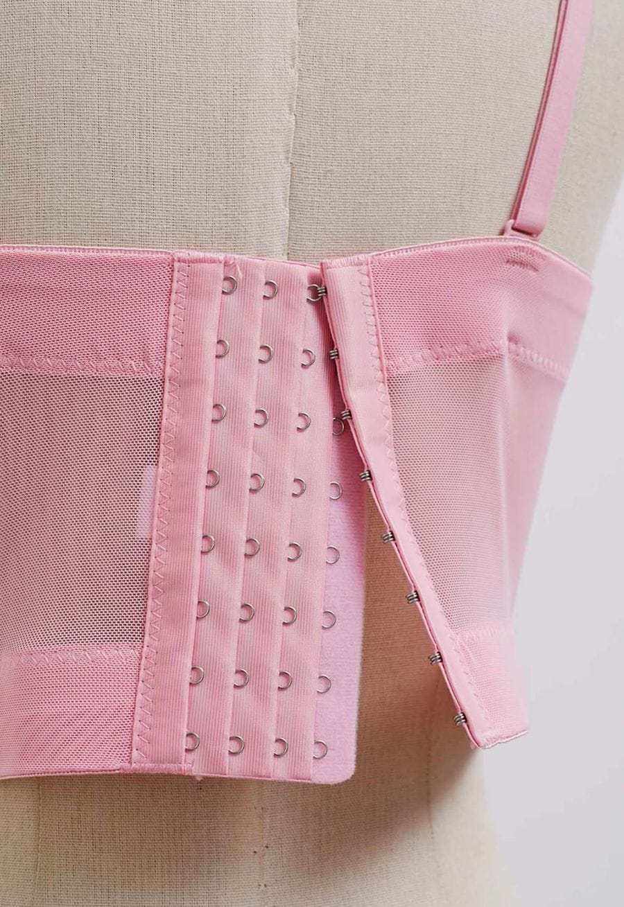 Pearly Petal Bustier Crop Top in Pink