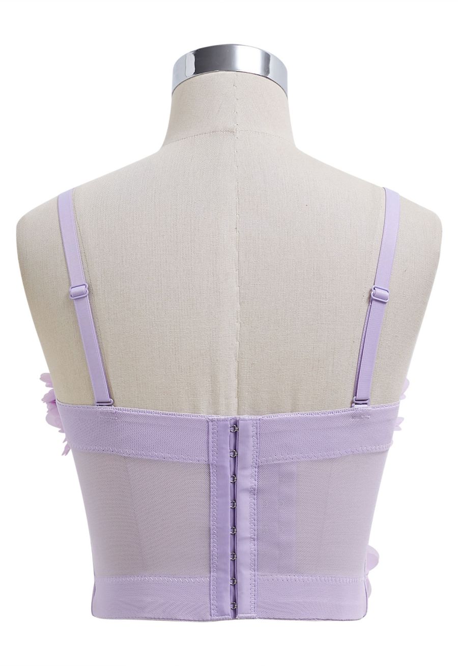 Pearly Petal Bustier Crop Top in Lilac