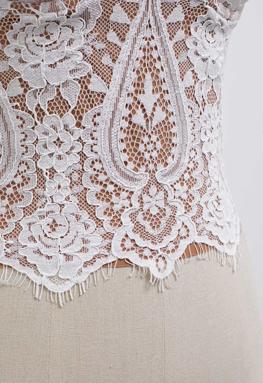 Dainty Floral Lace Bustier Crop Top