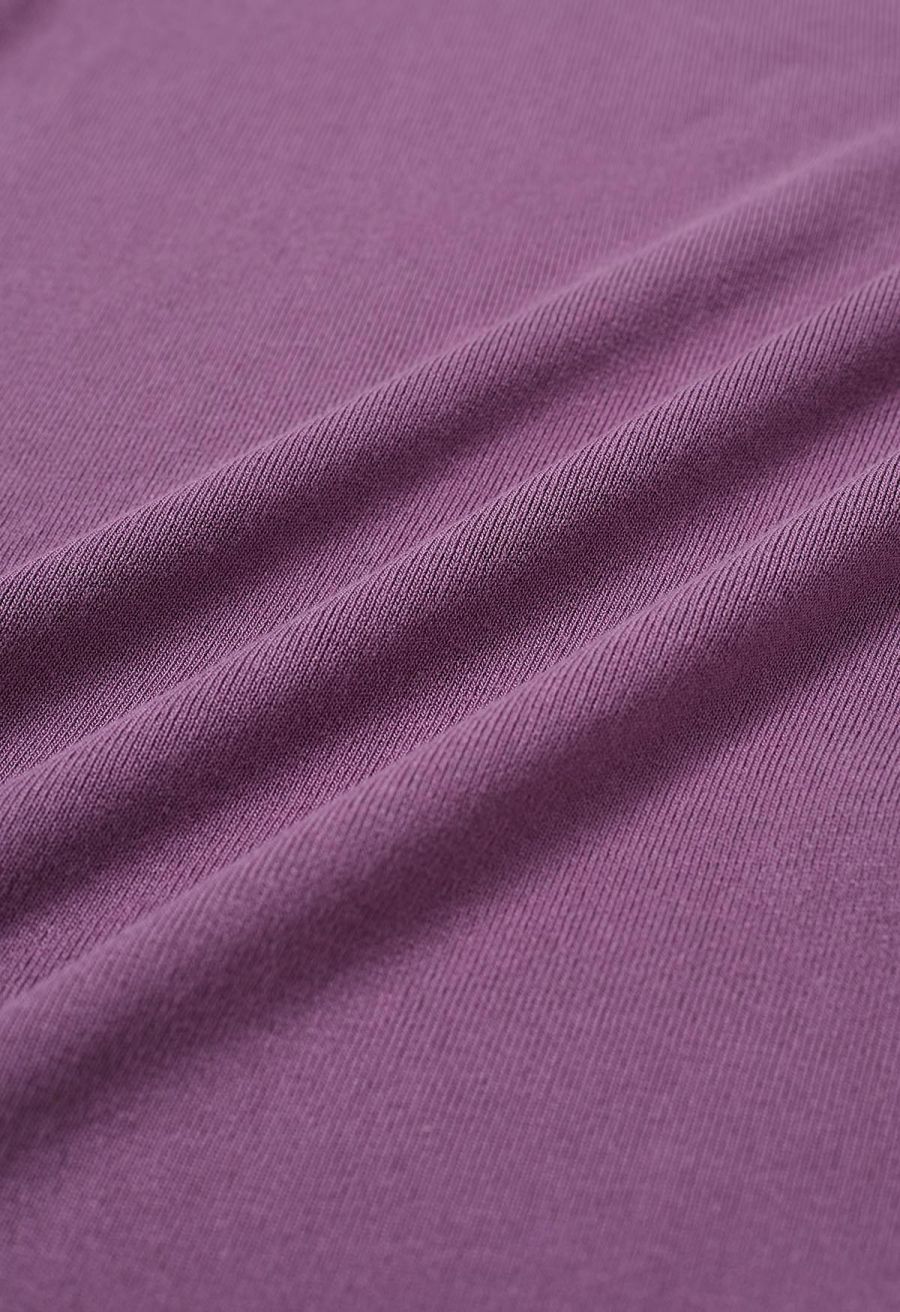 Side Bowknot Neckline Bodycon Knit Dress in Purple