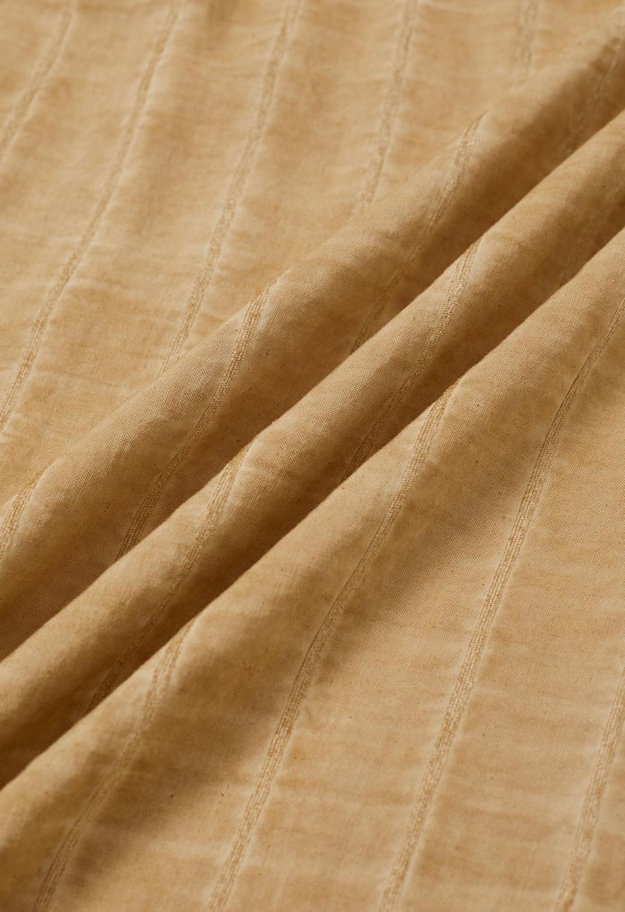 Beaded Strap Shirred Bodice Cami Dress in Tan
