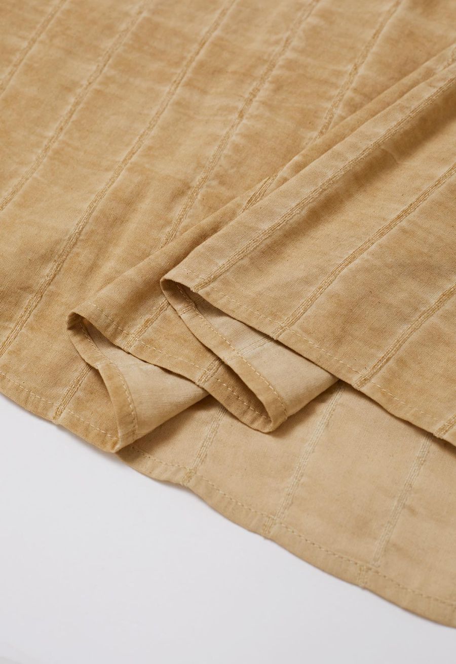 Beaded Strap Shirred Bodice Cami Dress in Tan
