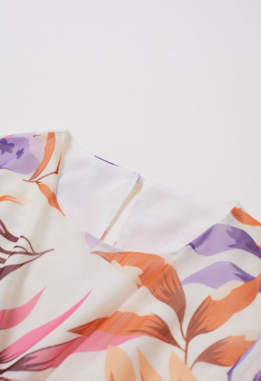 Tropical Vibe Cutout Waist Chiffon Mini Dress