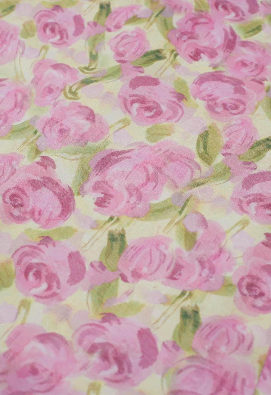 Watercolor Rose Ruffle Cami Dress in Pink
