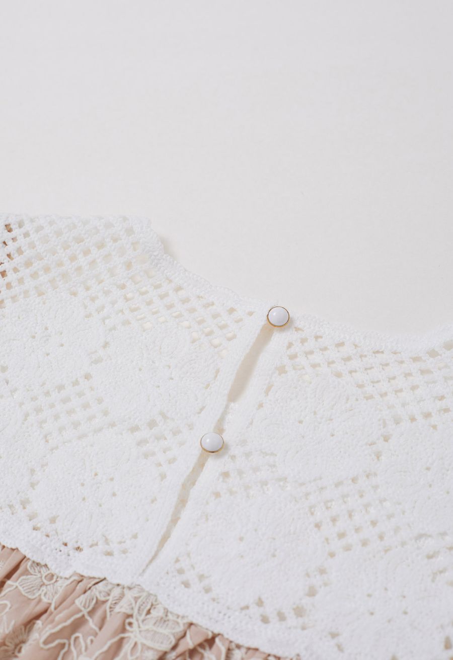 Cutwork Crochet Embroidered Dolly Top in Dusty Pink