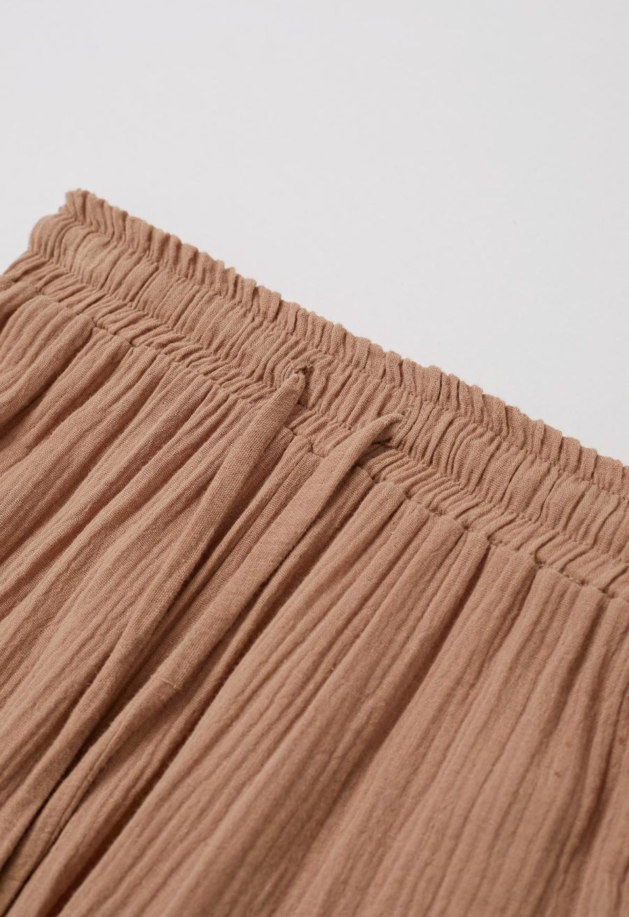 Lightweight Cotton Drawstring Pants in Rust
