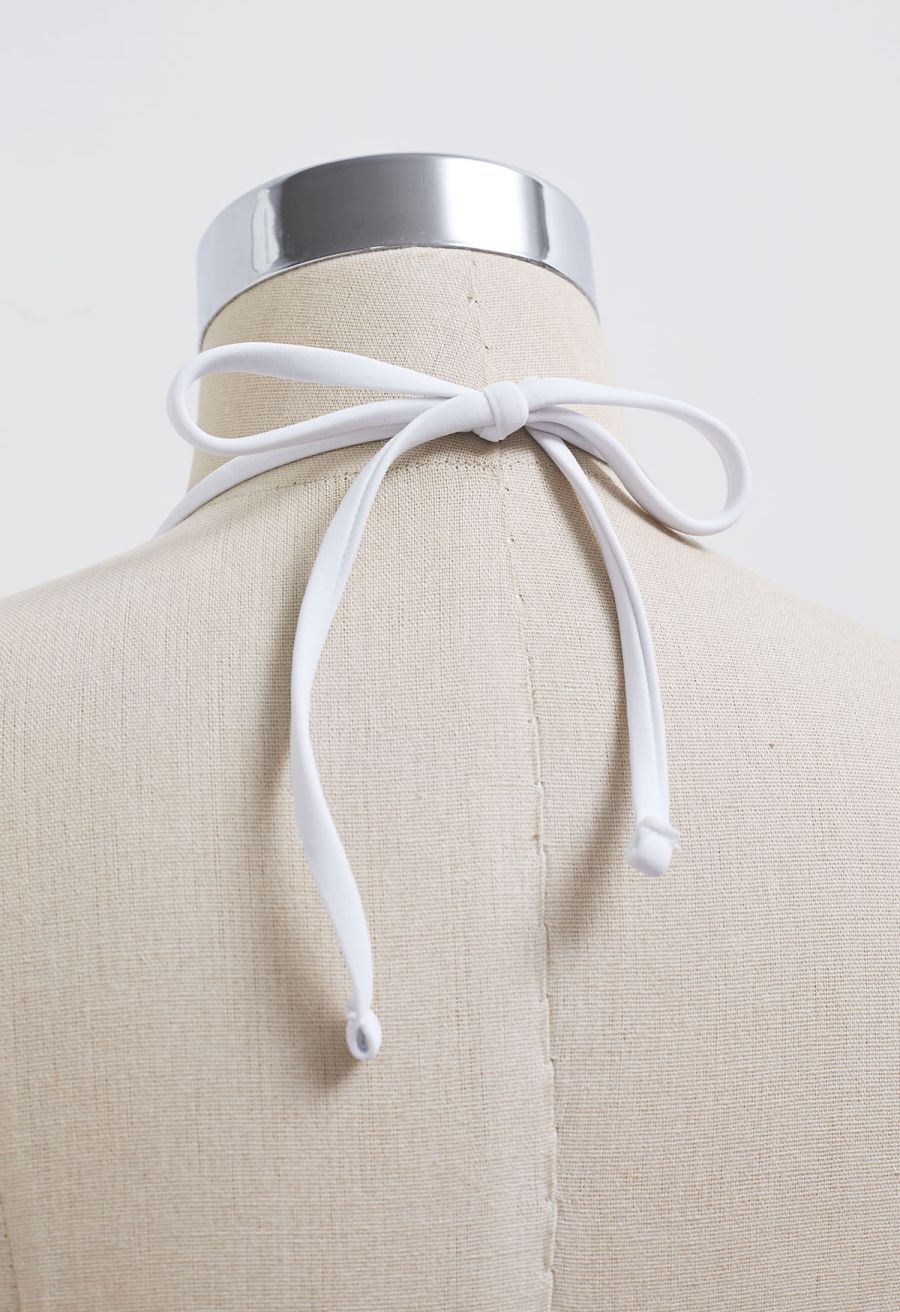 Basic Crochet Trim Tie-Neck Bikini Cover-Up Set