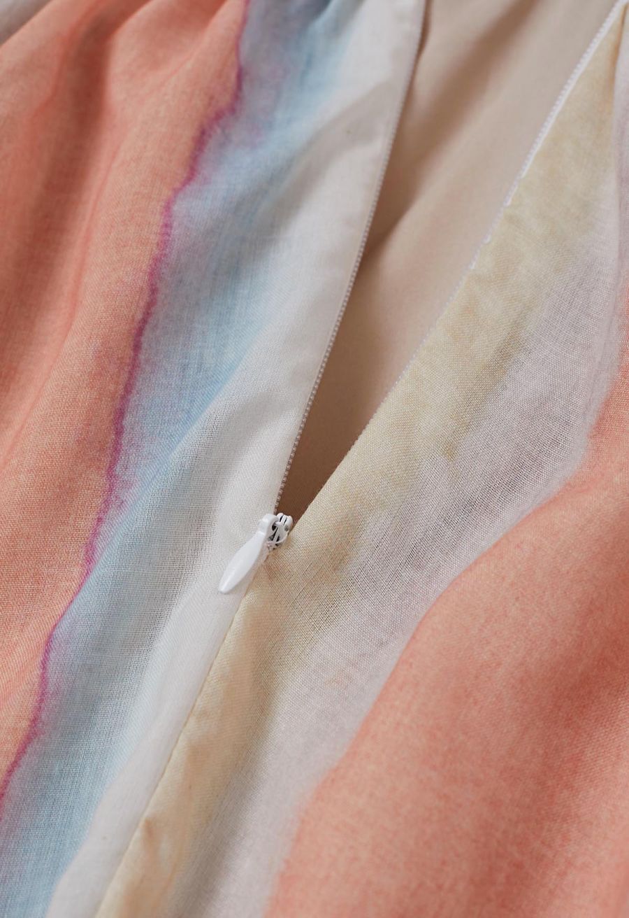 Rainbow Stripe Halter Neck Asymmetric Dress