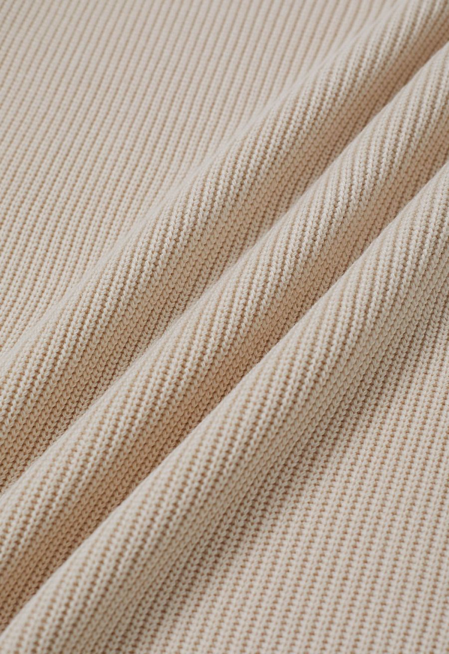 Knotted Front Fitted Knit Mini Dress in Ivory