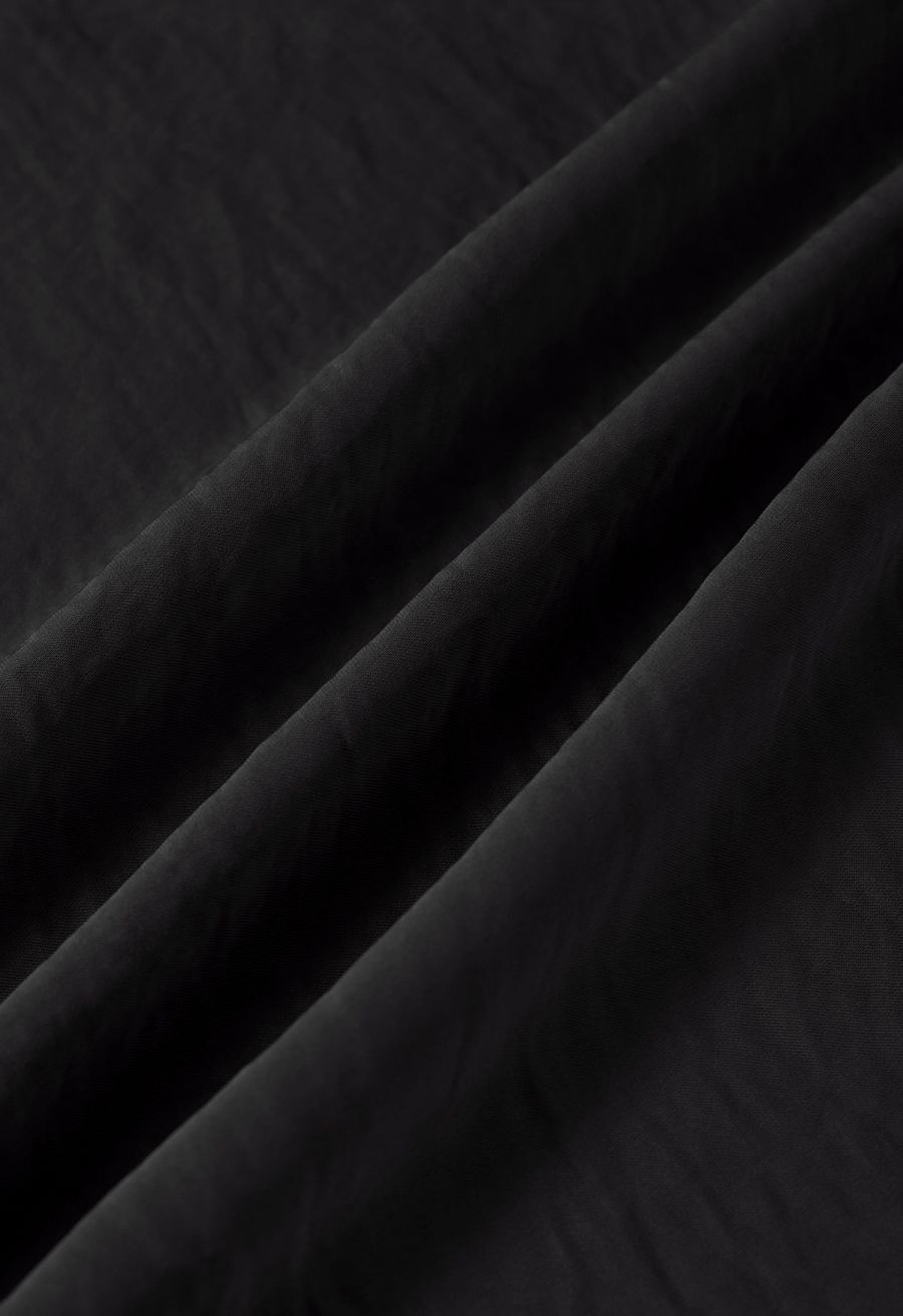 Texture Satin Backless Maxi Dress in Black