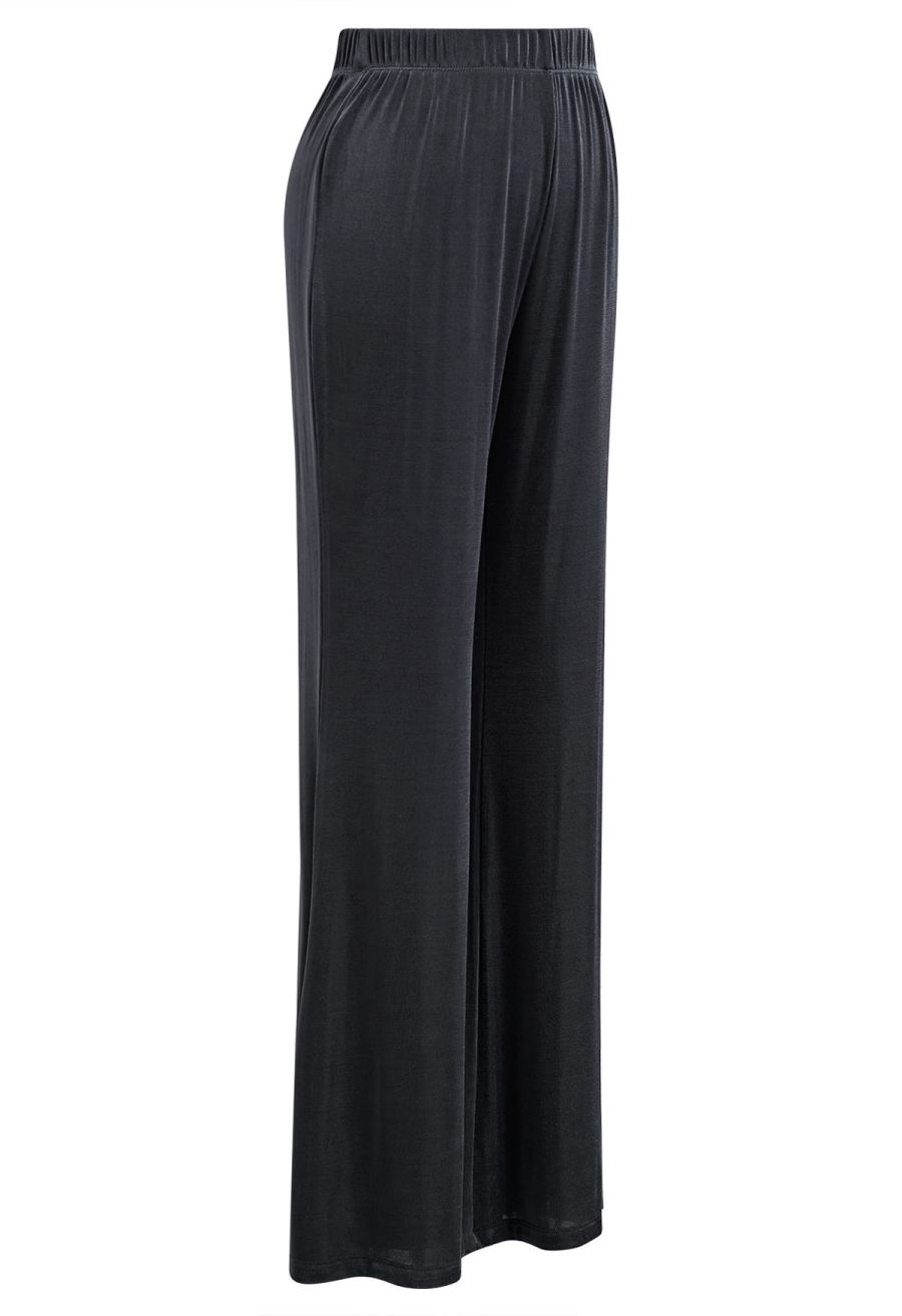 Relaxed Fit Flare Hem Pants in Smoke