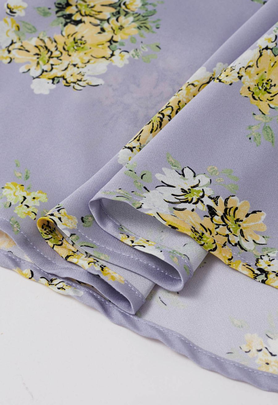 Summery Posy Print Maxi Skirt in Lavender