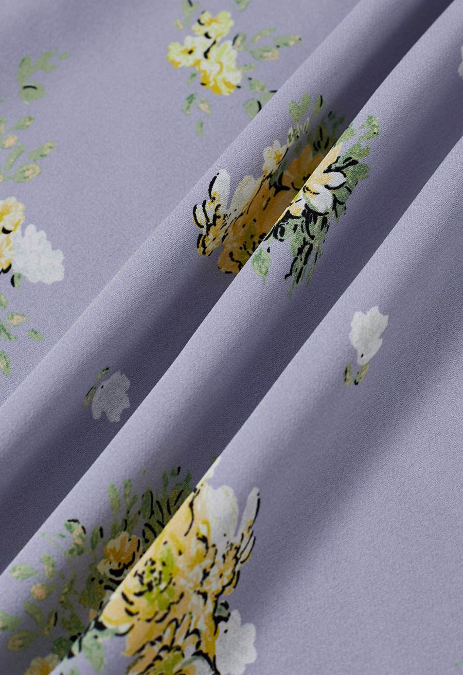 Summery Posy Print Maxi Skirt in Lavender