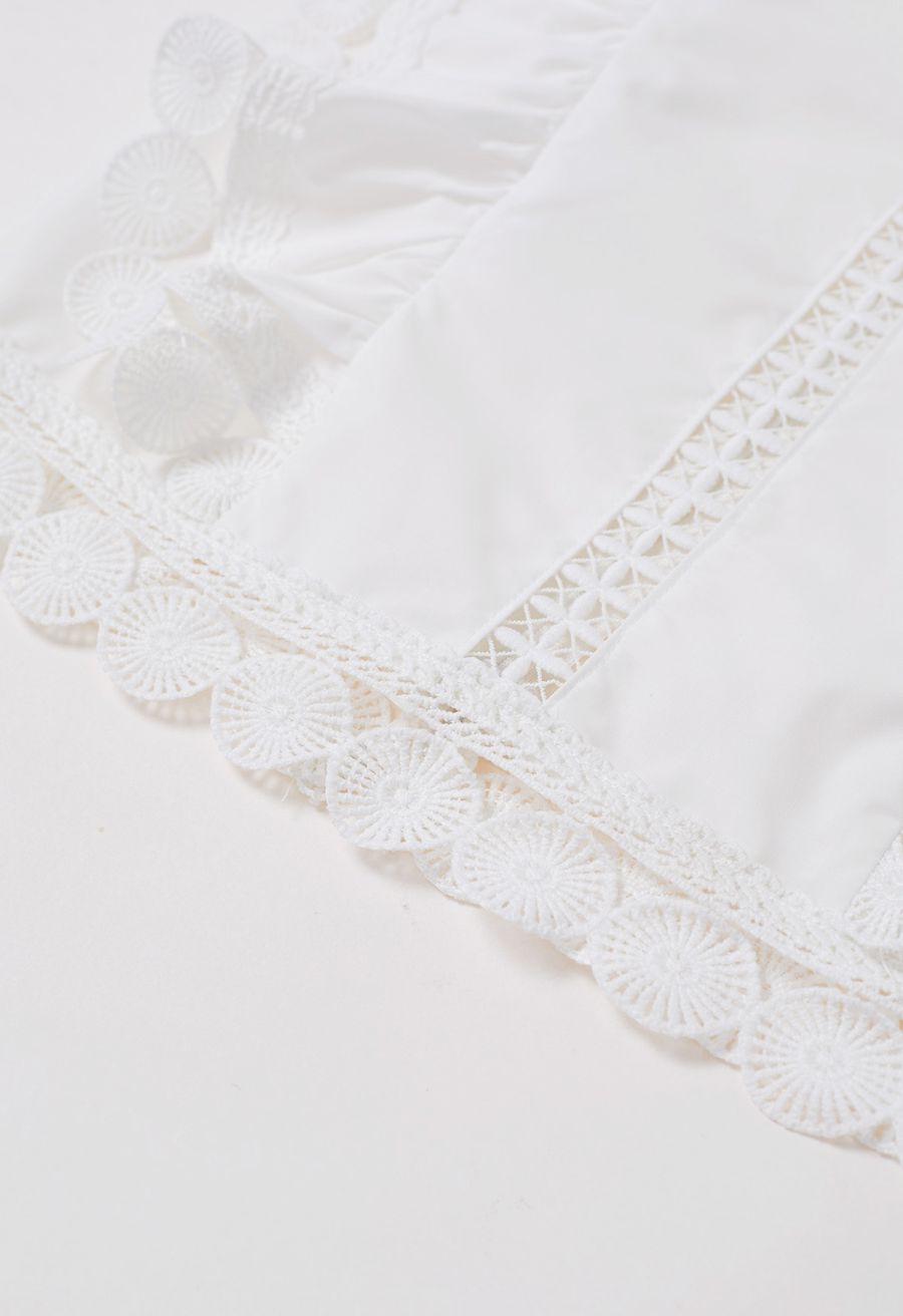 Crochet Trim Sleeveless Cotton Top in White