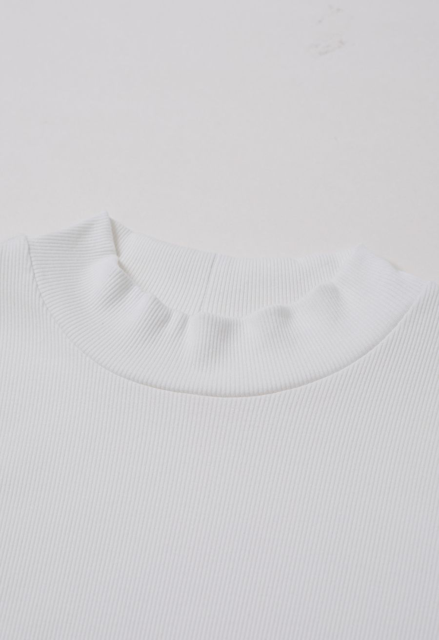 Sophisticated Elbow Sleeve Top in White