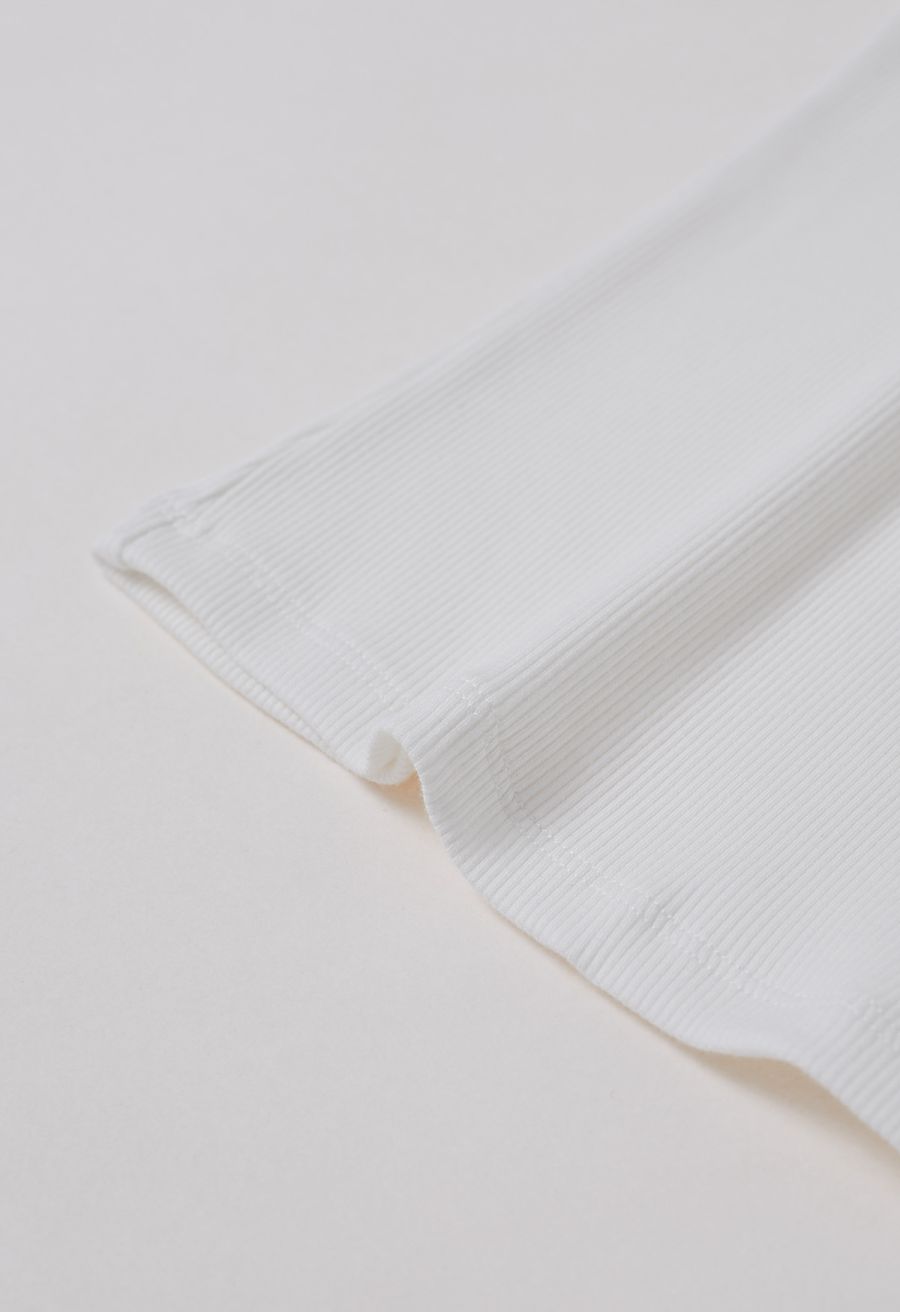 Sophisticated Elbow Sleeve Top in White