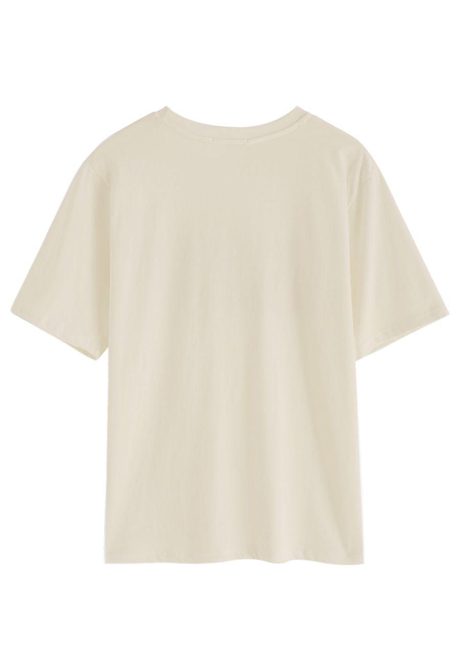 Lemon Tree Flower Printed Round Neck T-Shirt