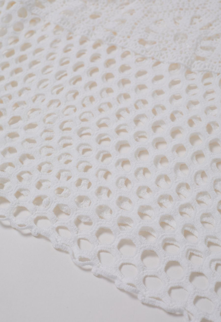 Bohemian Cutwork Crochet Maxi Skirt in White