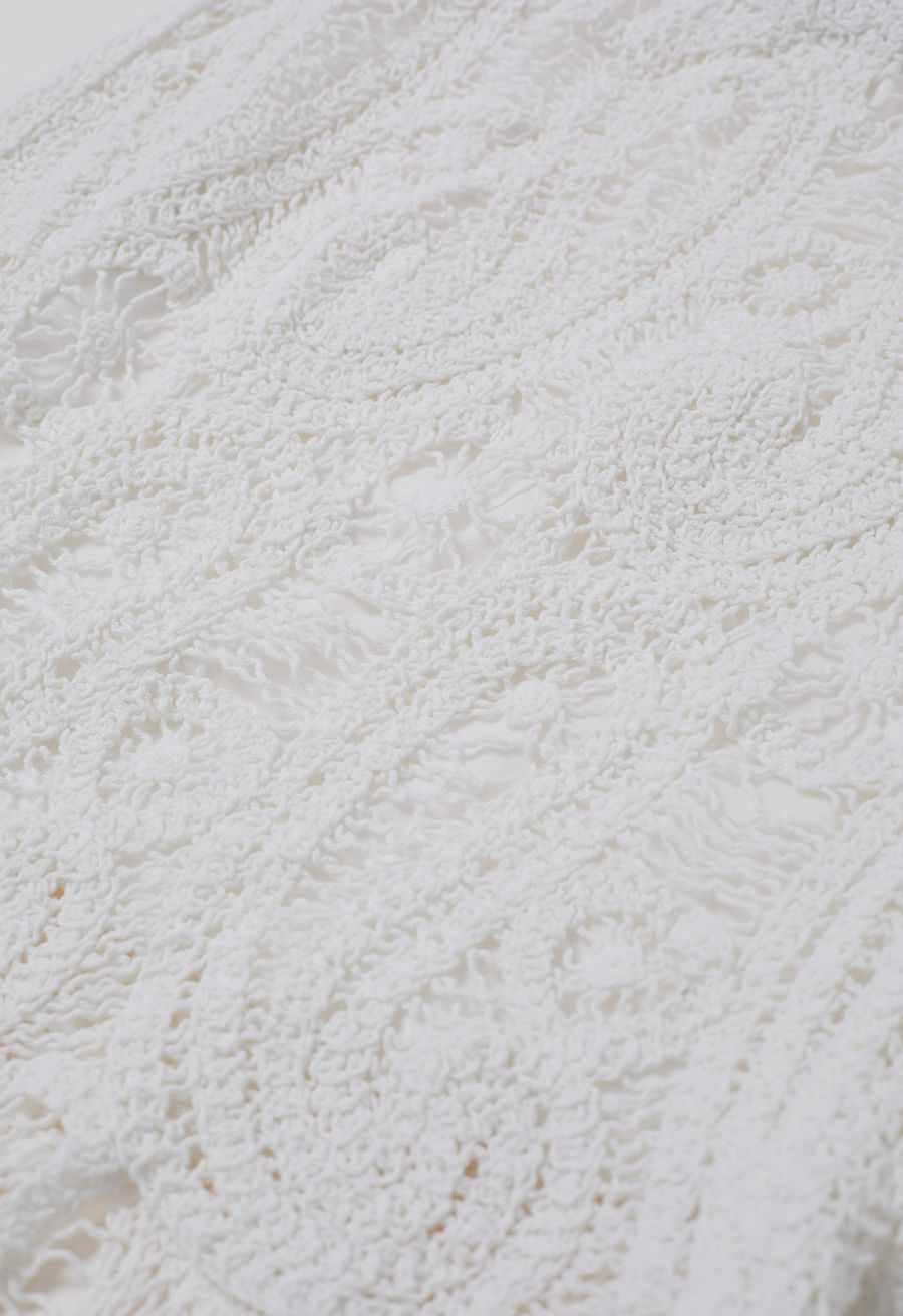 Paisley Cutwork Lace Asymmetric Hemline Skirt
