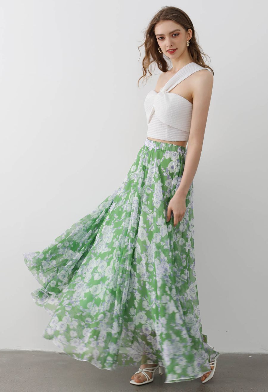 Breezy Blooms Chiffon Maxi Skirt