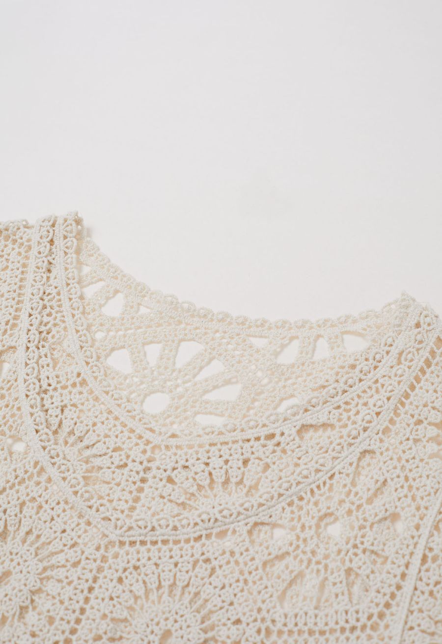 Floral Cutwork Crochet Beach Cover-Up