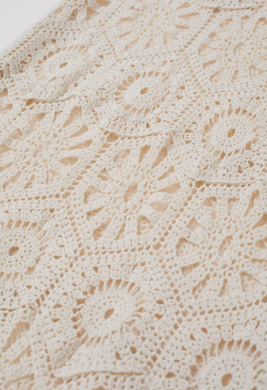 Bohemian Cutwork Crochet Cover-Up Dress in Cream