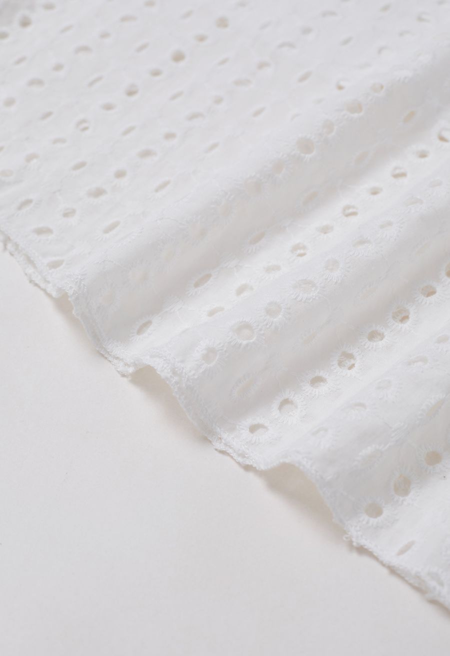 Eyelet Fantasy Faux-Wrap Midi Dress