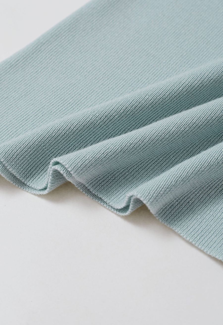 Mock Neck Sleeveless Slim Fit Knit Top in Mint
