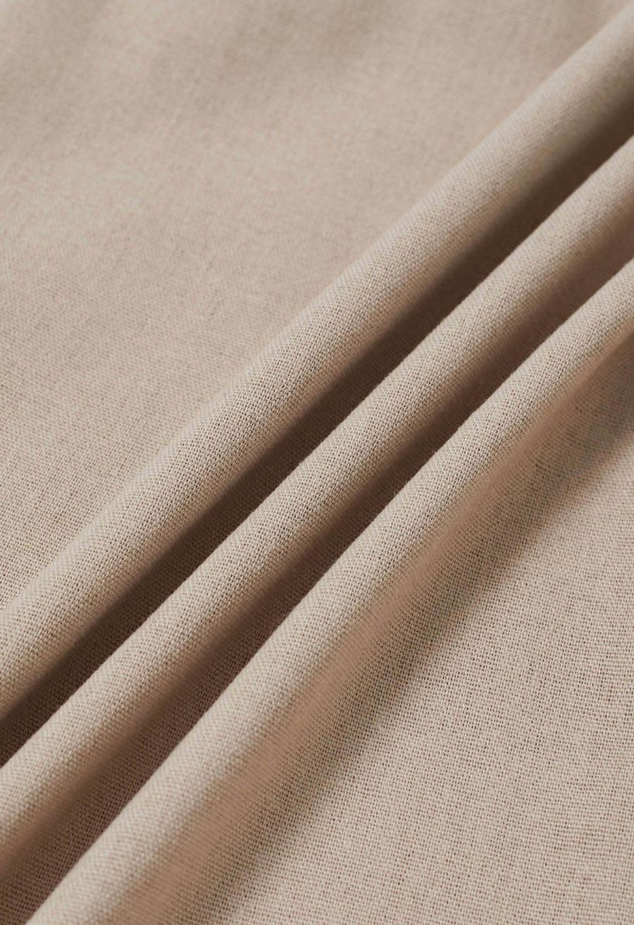 Comfort Linen-Blend Palazzo Pants in Khaki
