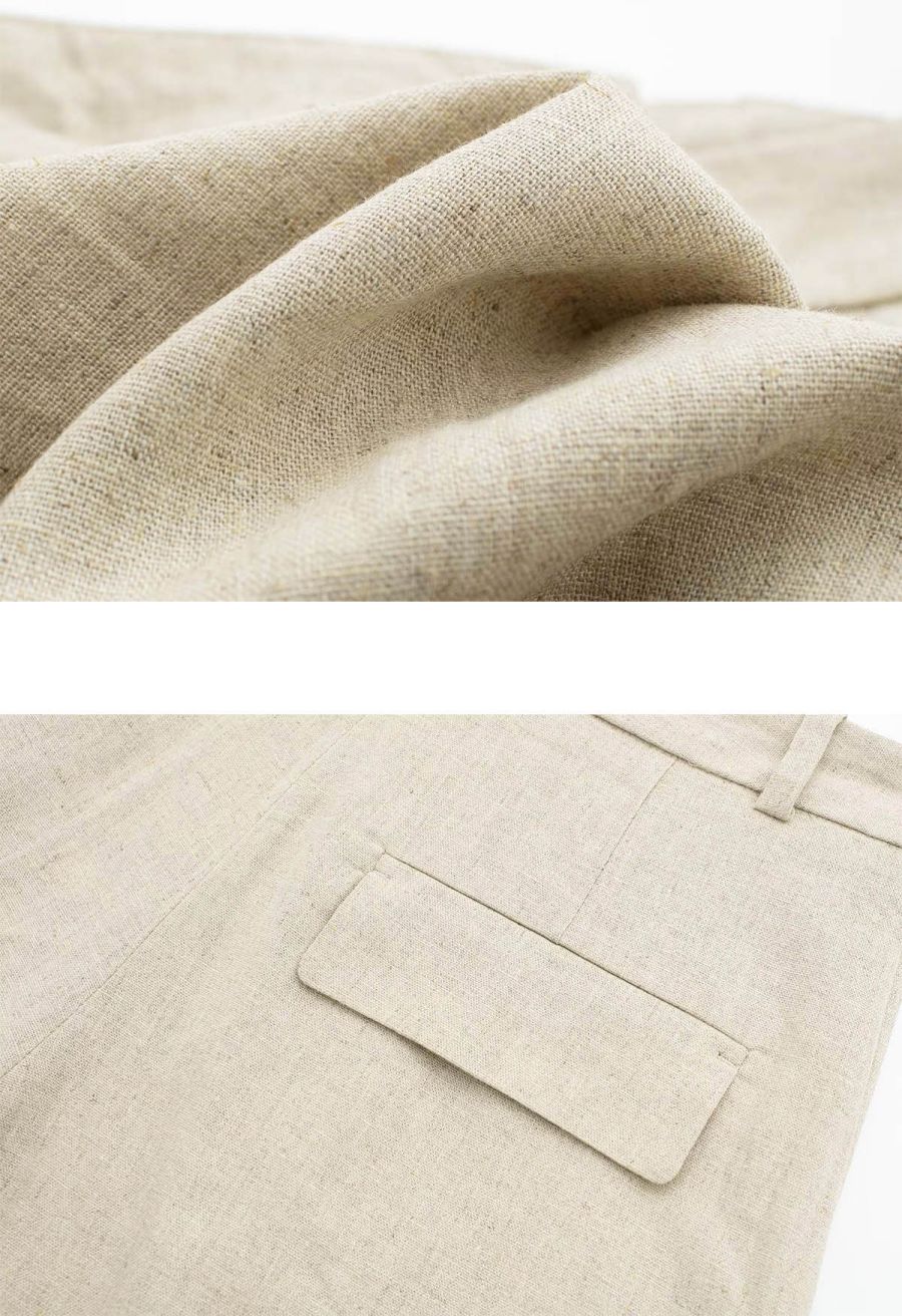 Side Pocket Pleated Linen-Blend Shorts in Linen