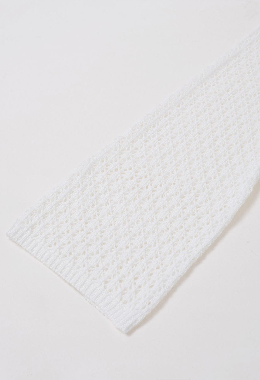 Open Back Bead Decor Crochet Cover-Up in White
