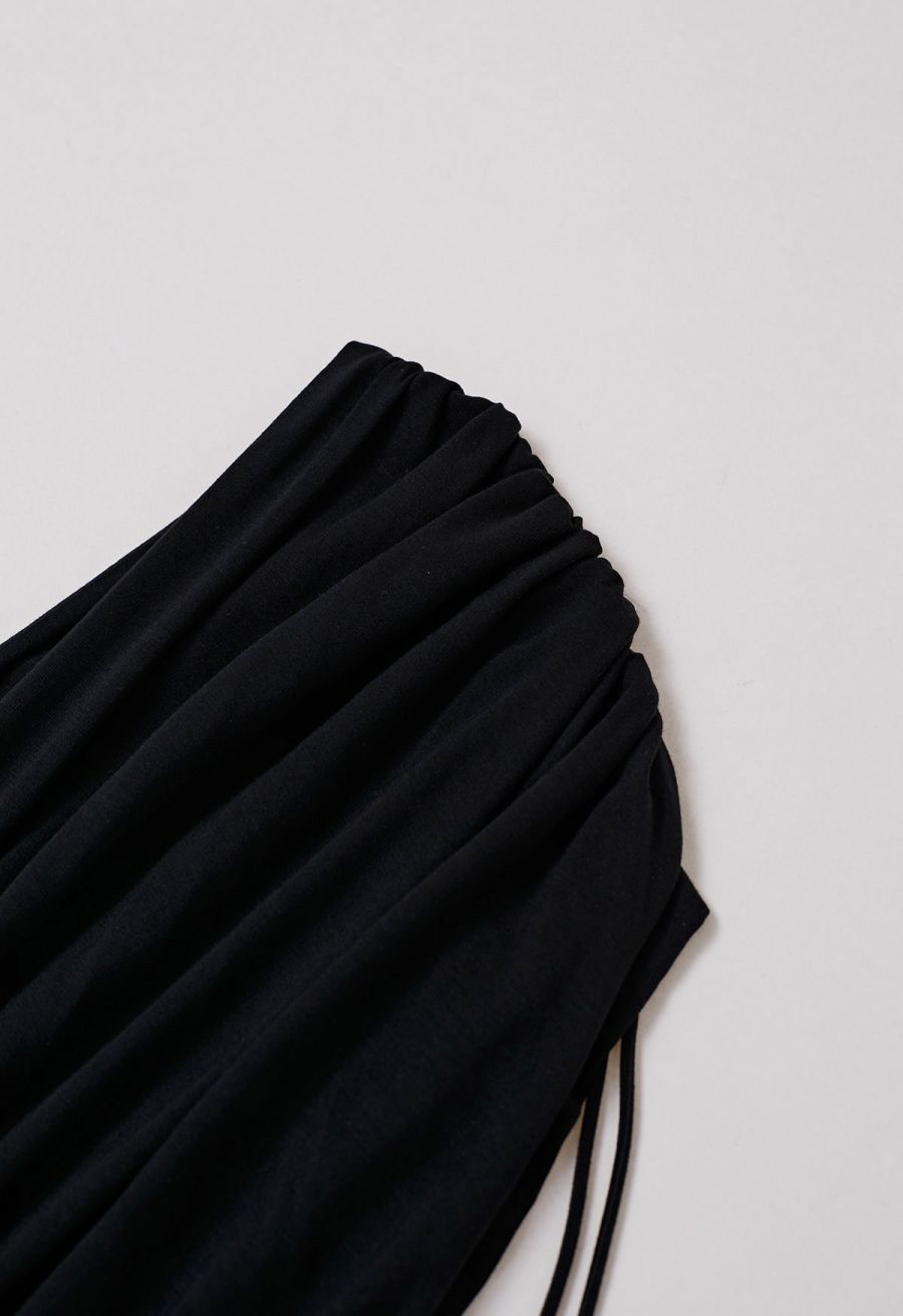 Modal Essential V-Neck Drawstring Dress in Black