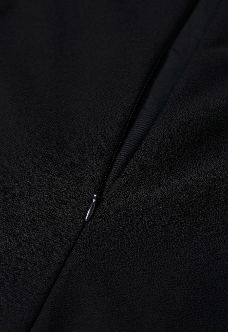 Golden Bead Trim Halter Sheath Dress in Black