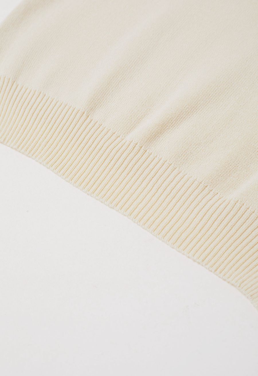 Tie-Back Sleeveless Rib Knit Top in Cream