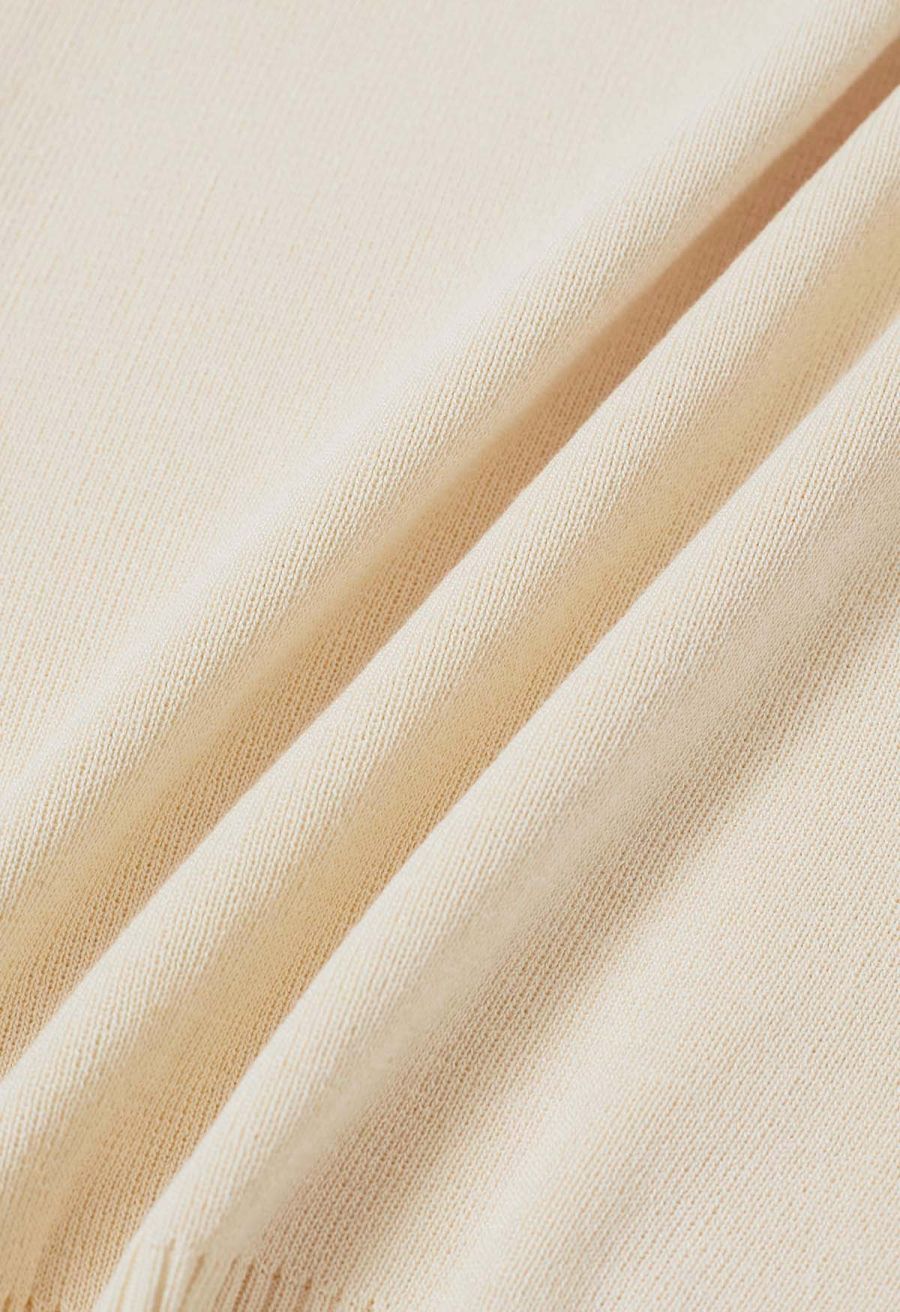 Tie-Back Sleeveless Rib Knit Top in Cream