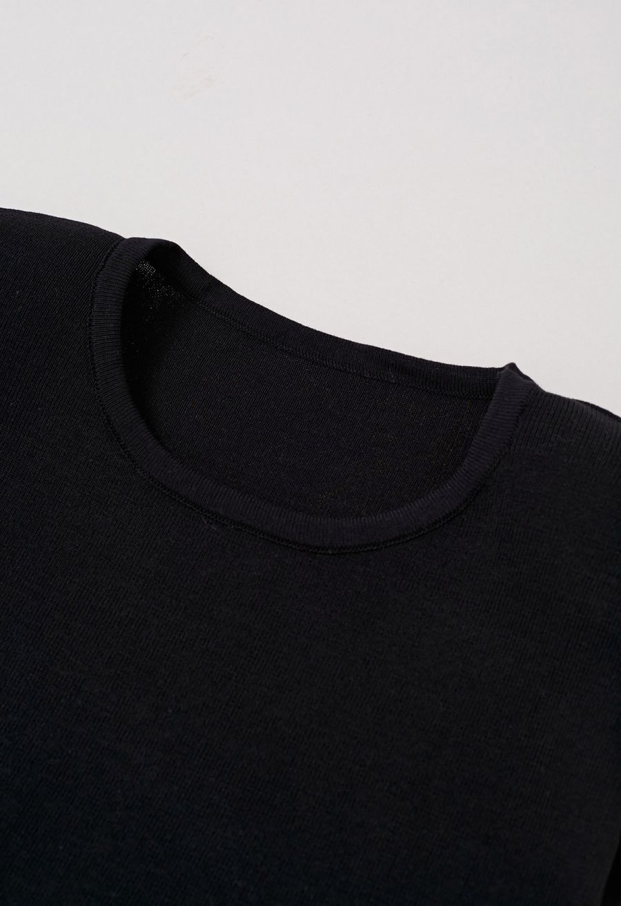 Tie-Back Sleeveless Rib Knit Top in Black