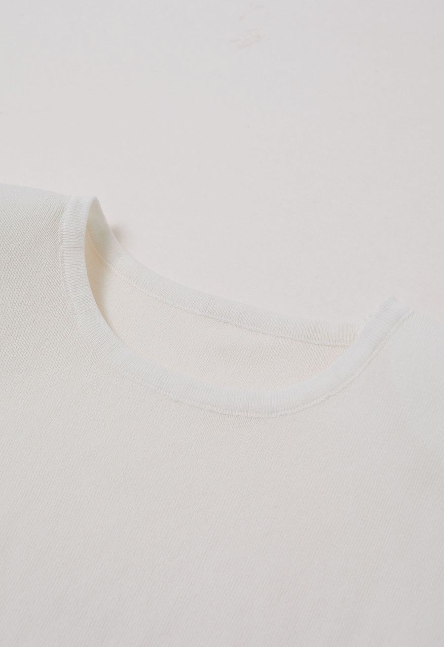 Tie-Back Sleeveless Rib Knit Top in White
