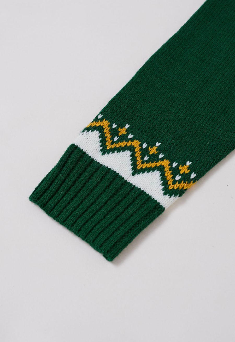 Pumpkin Delight Long Sleeves Knit Sweater in Green Halloween Costumes