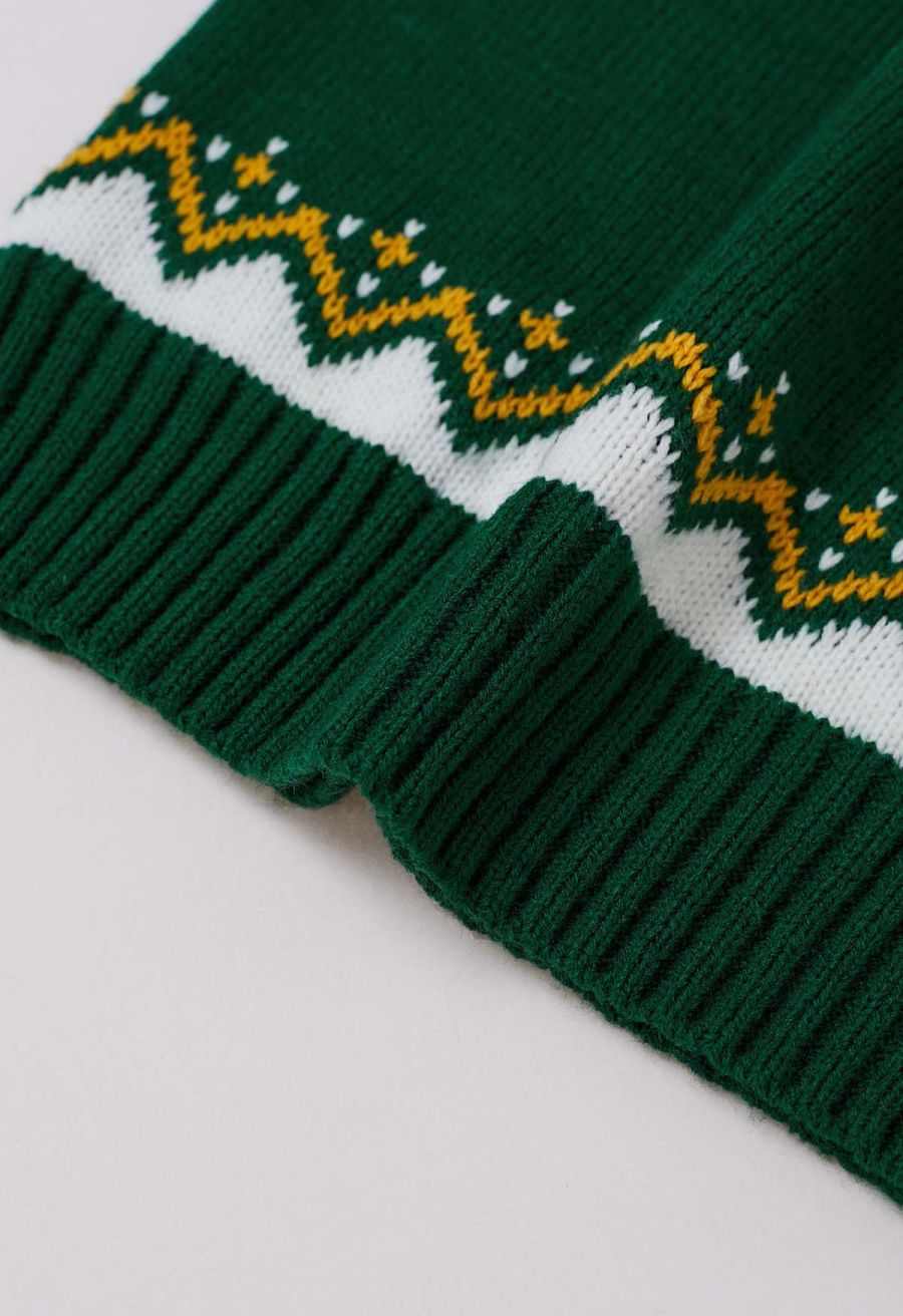 Pumpkin Delight Long Sleeves Knit Sweater in Green Halloween Costumes