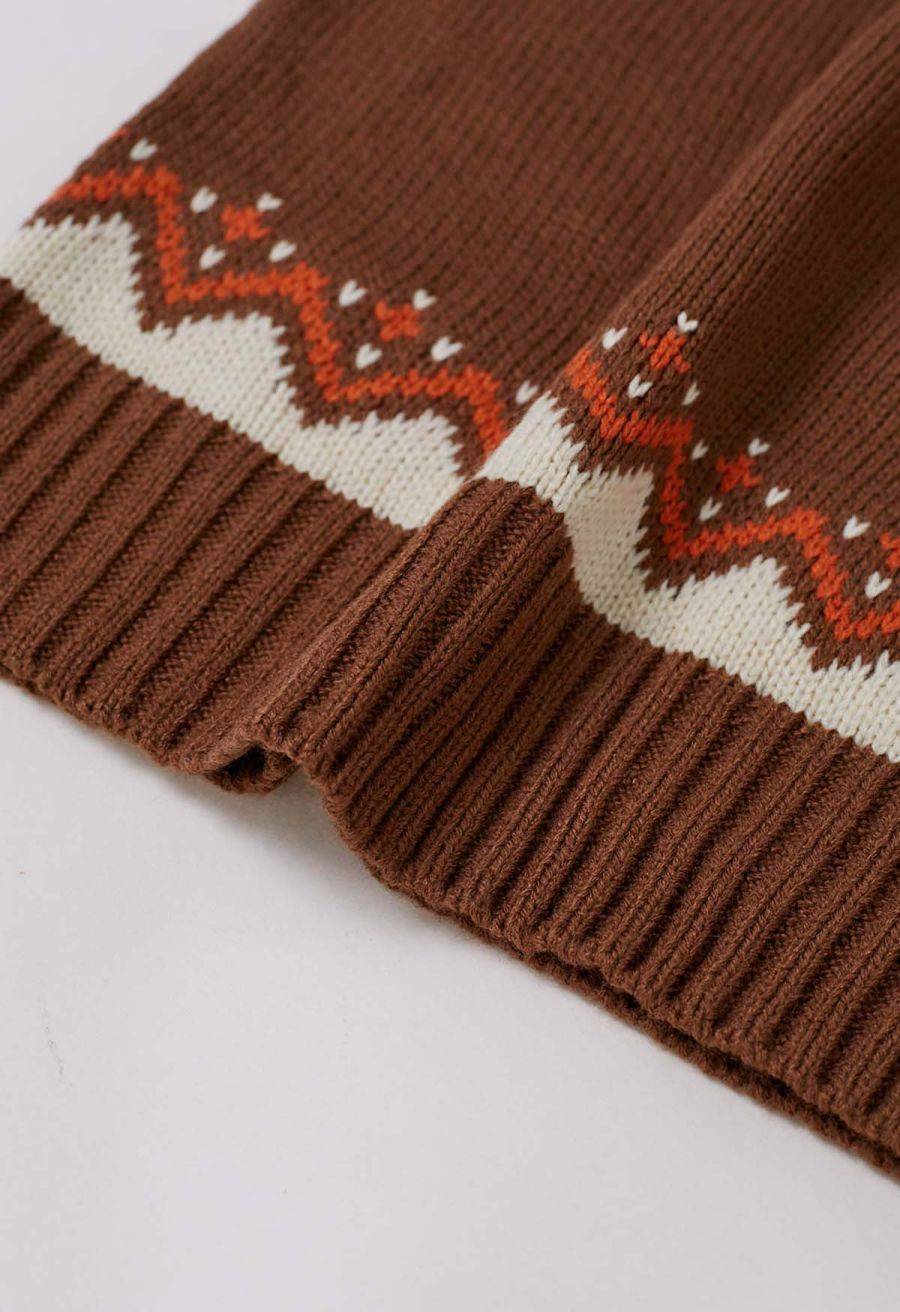 Pumpkin Delight Long Sleeves Knit Sweater in Brown Halloween Costumes