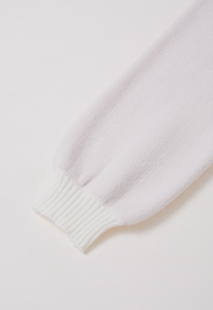 Ribbon Bowknot Pattern Jacquard Knit Sweater in White