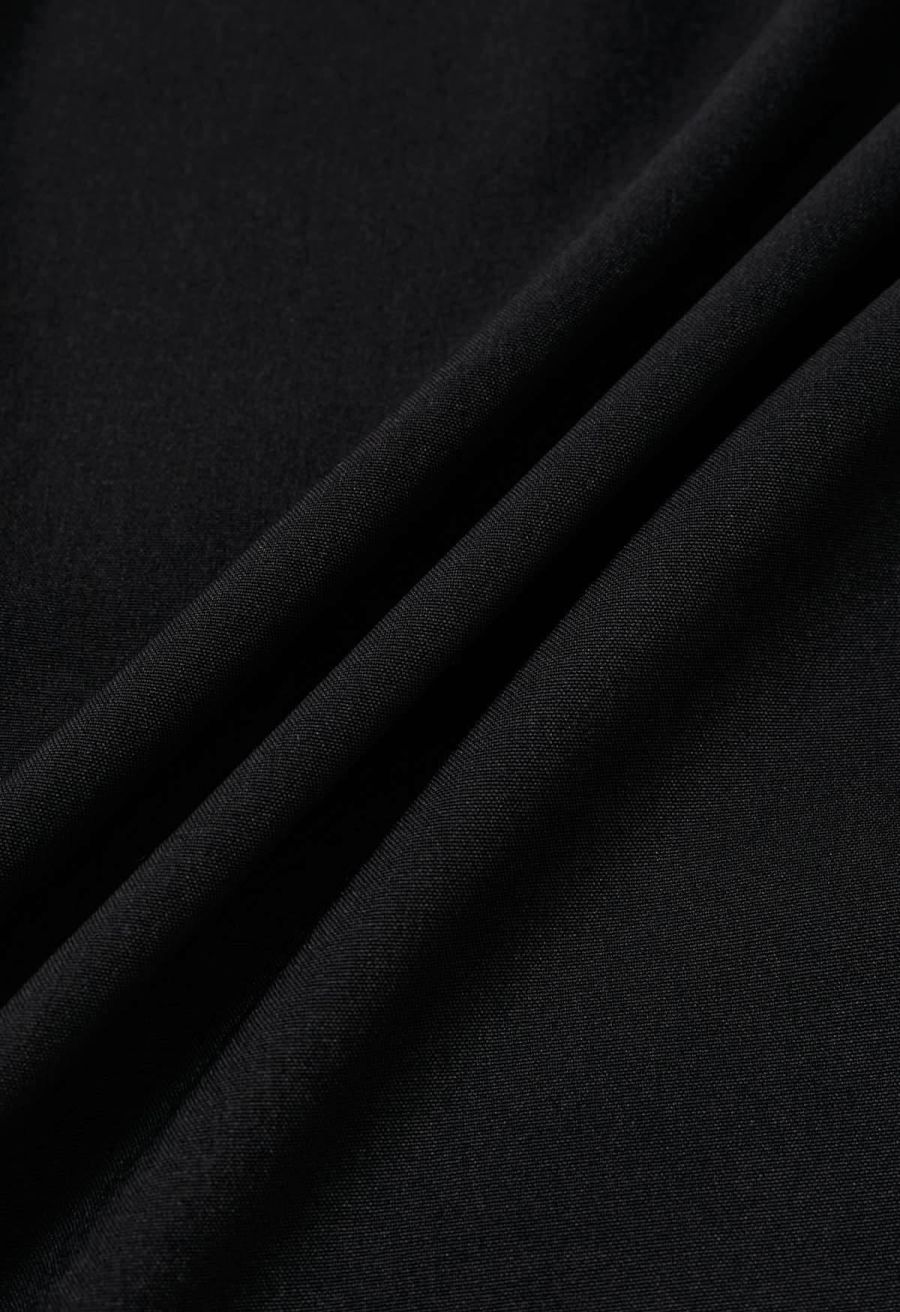 Chain-Embellished Pleated Palazzo Pants in Black