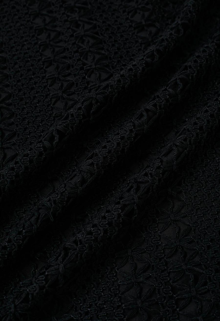 Intricate Crochet Bow Ties Jacket in Black