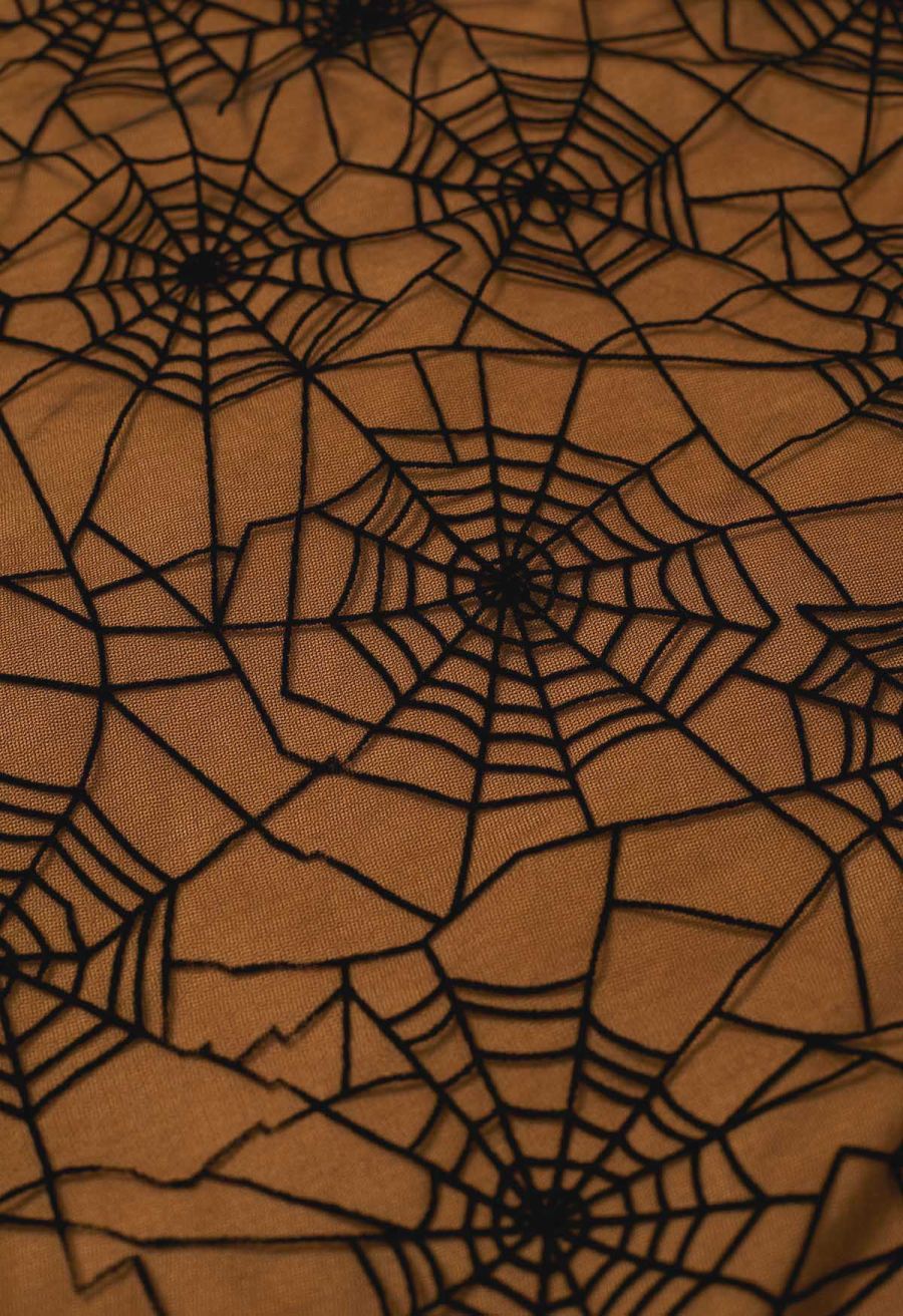 Cobweb Mystique Mesh Tulle Midi Skirt in Pumpkin Halloween Costumes